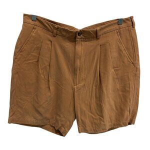 Haggar Mens Pleated Front Silk Shorts Size 38 Tan